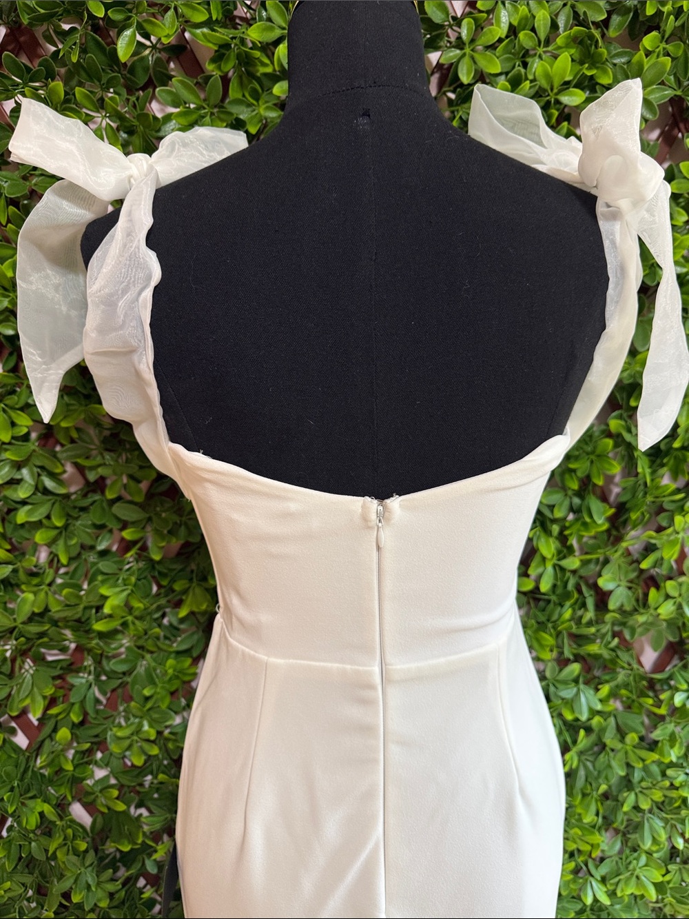 NWT-Pristine Aura White Tie-Strap Off-the-Shoulder Jumpsuit - Picture 12 of 16
